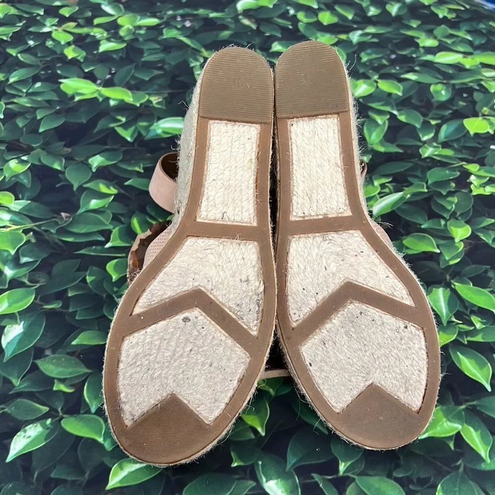 *Marc Fisher dusty pink suede eyelet espadrille wedges